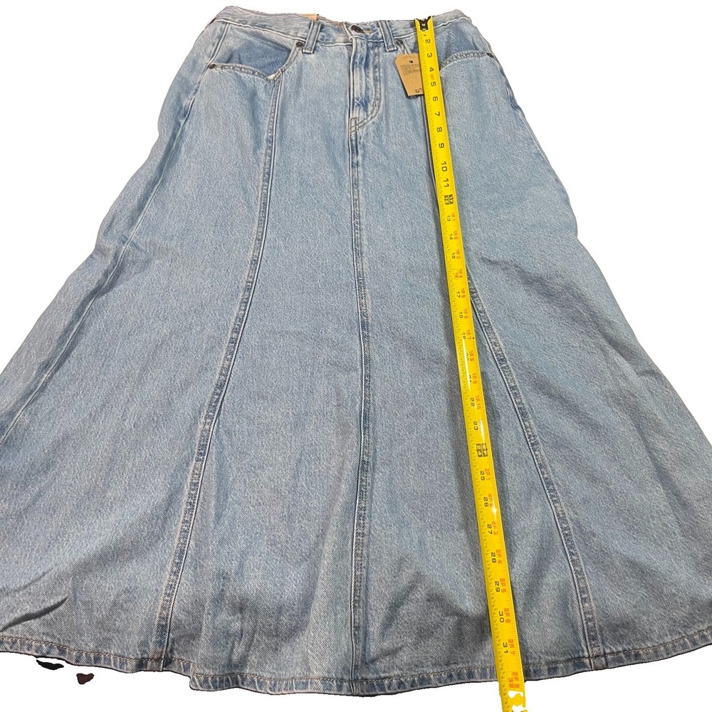 Levi's Fit And Flare Long Denim Skirt Size 27 Blue Western Boho Minimalist NWT